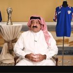 رئيس مجلس إدارة الاتحاد الكويتي الشيخ أحمد اليوسف الصباح خلال المؤتمر الصحافي لعقود الرعاية